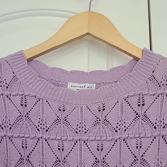 CURRENT AIR Long Sleeve Woven Textural Sweater Knit Top Lavender Size M - Picture 6 of 13